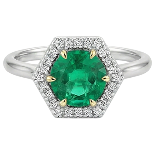 Radiant Colombian Emerald Precious Stone Ring 2.50 ct – front view