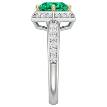 Precious Stone Ring Two-Tone 14K Gold with Fine Emerald – top view