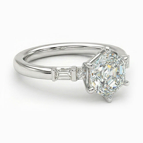 Engagement Ring 14K White Gold with Diamond – front view