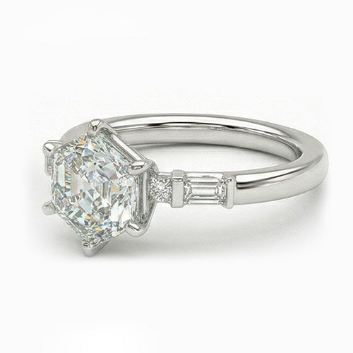 Natural Diamond Engagement Ring – side view