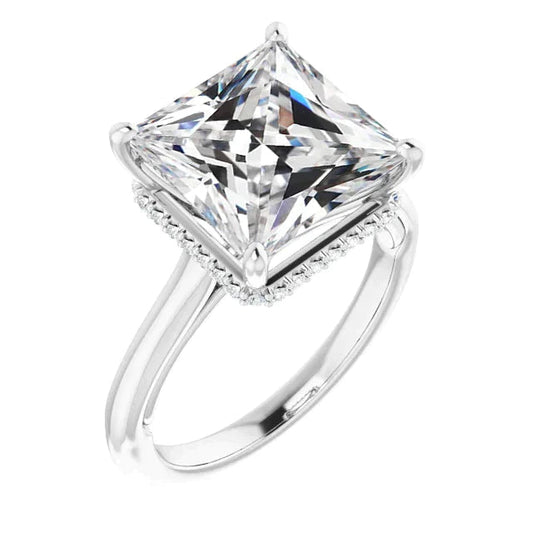 Hidden Halo 5 Carat Princess Genuine Diamond Ring