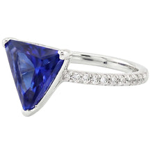 Hidden Halo Ceylon Sapphire Trillion Gemstone Ring Natural Earth Mined Diamond Accented