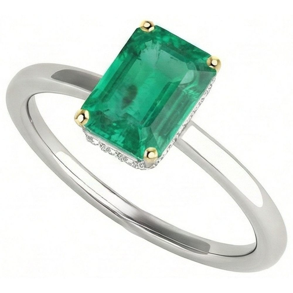 Genuine Colombian Emerald Colored Stone Ring – side view