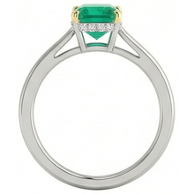 Emerald Cut Colombian Emerald ring in Two-Tone 14K Gold – top view