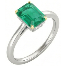 Radiant Colombian Emerald Colored Stone Ring 2 ct – front view