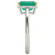 Colombian Emerald Colored Stone Ring 2-ct Two-Tone 14K Gold – profile view