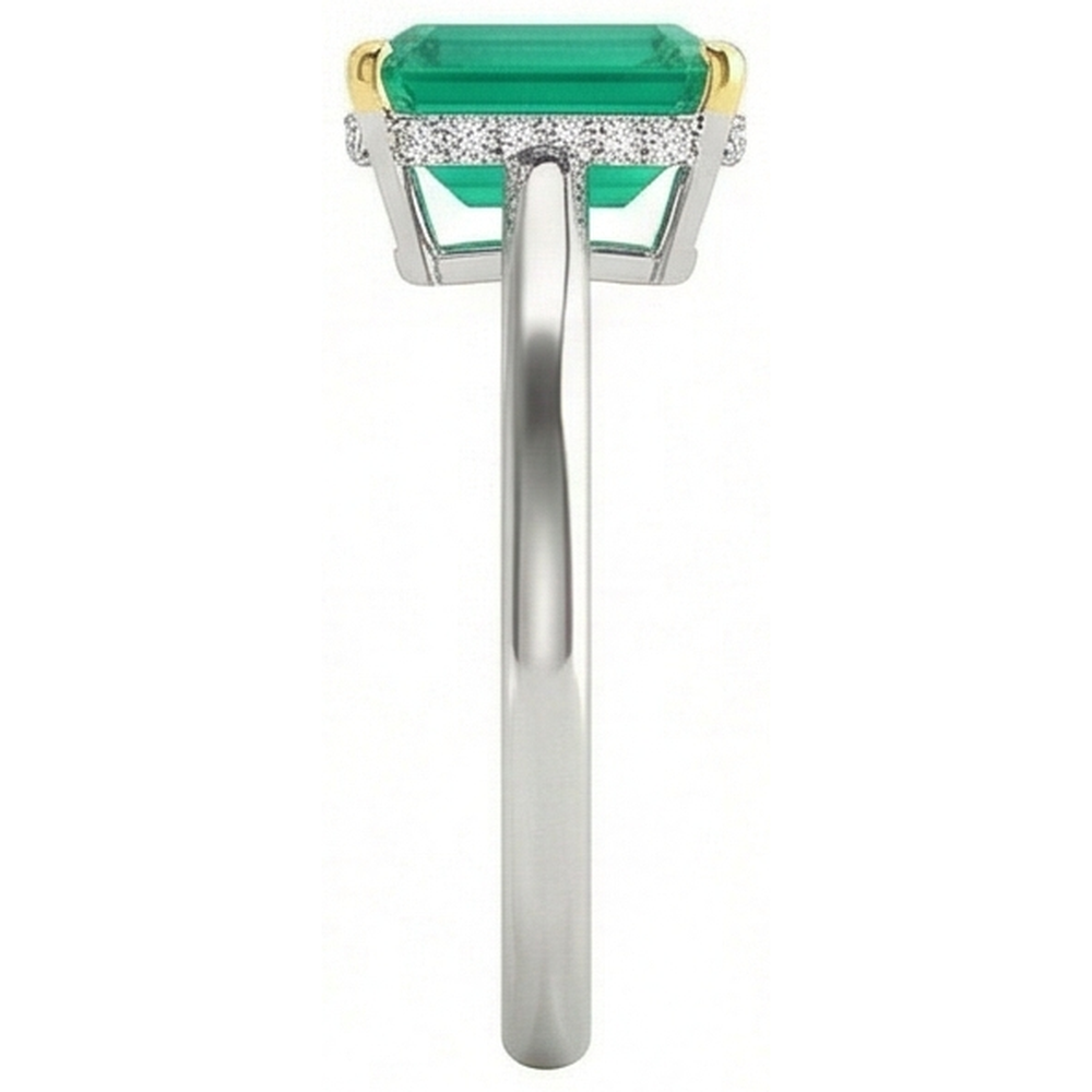 Colombian Emerald Colored Stone Ring 2-ct Two-Tone 14K Gold – profile view