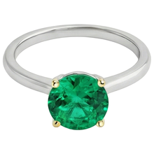 Fine Emerald Gemstone Ring 3-ct 14 Karat Two Tone Gold – profile view