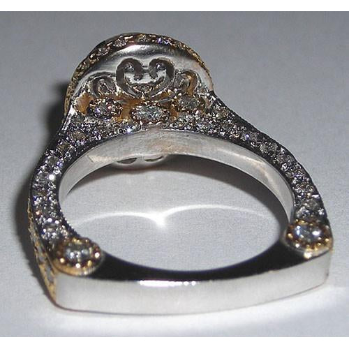 Natural Diamond Engagement Ring Euro Shank Two-Tone Jewelry
