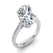 Hidden Halo Oval Natural Earth Mined Diamond Engagement Ring With Accents 5.50 Carats