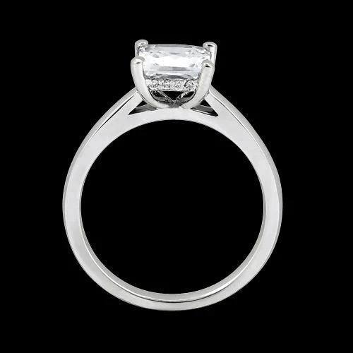 Hidden Halo Princess Cut Real Diamond Engagement Ring