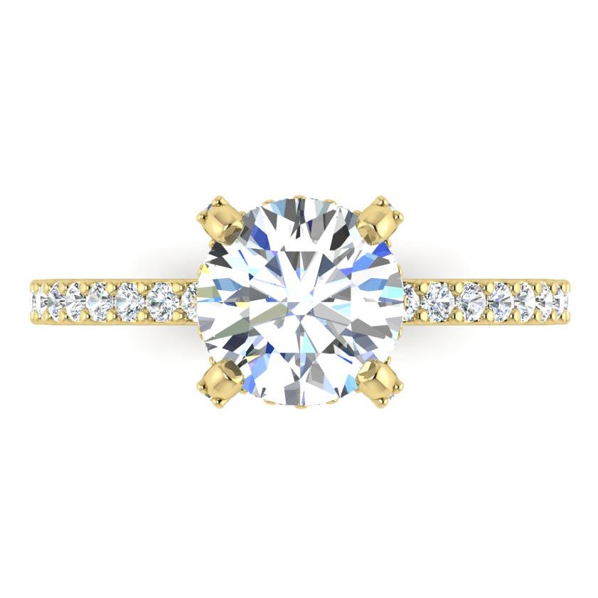 Hidden Halo Round Pave Real Diamond Ring