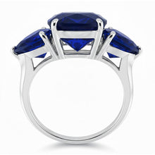 Hidden Halo Cushion & Trillion Ceylon Sapphire Natural Earth Mined DIAMOND ( NOT LAB GROWN ) Ring WG 14K