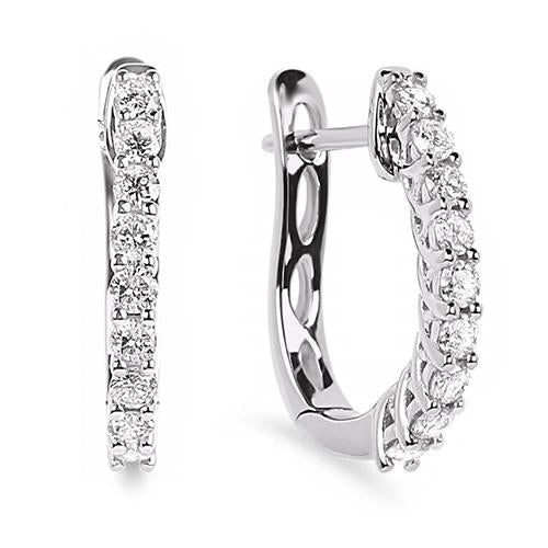 Hoop Earring White Gold 14K 2.70 Carats Round Cut Real Diamond Ladies