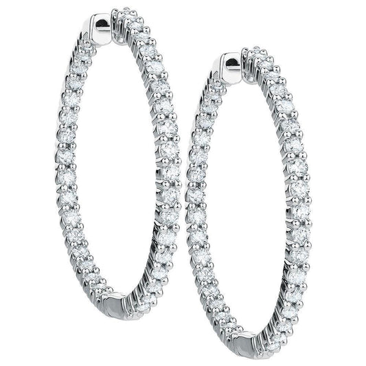 Hoop Earring White Gold 3.5 Ct. Round Brilliant Cut Real Diamond