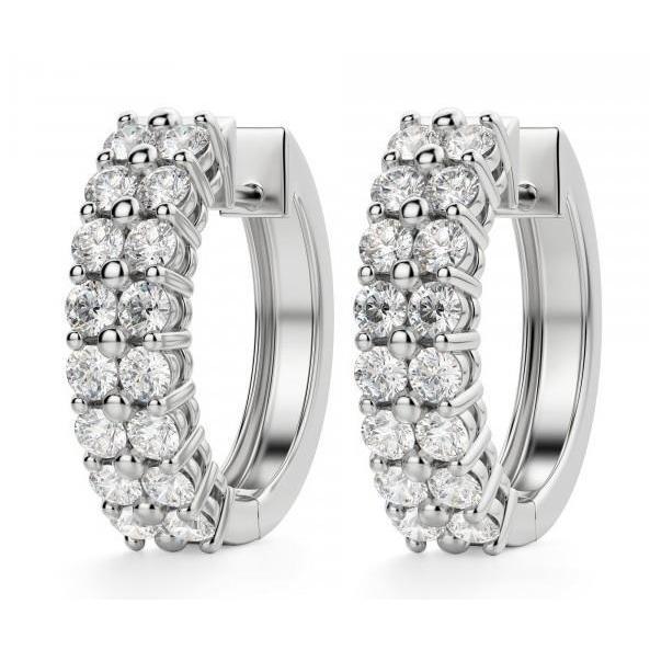 Hoop Earrings 14K White Gold 4.50 Carats Round Cut Real Diamonds Ladies