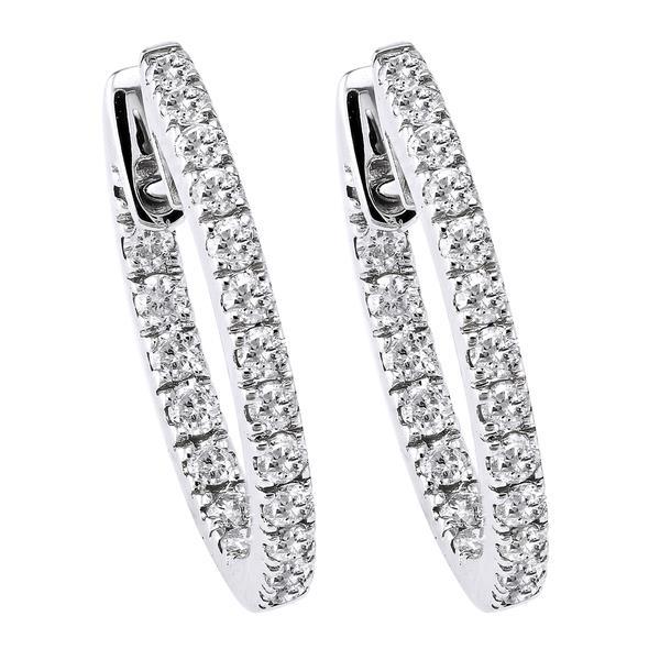 Hoop Earrings 14K White Gold 4.80 Ct F Vvs1 Real Round Cut Diamonds Lady