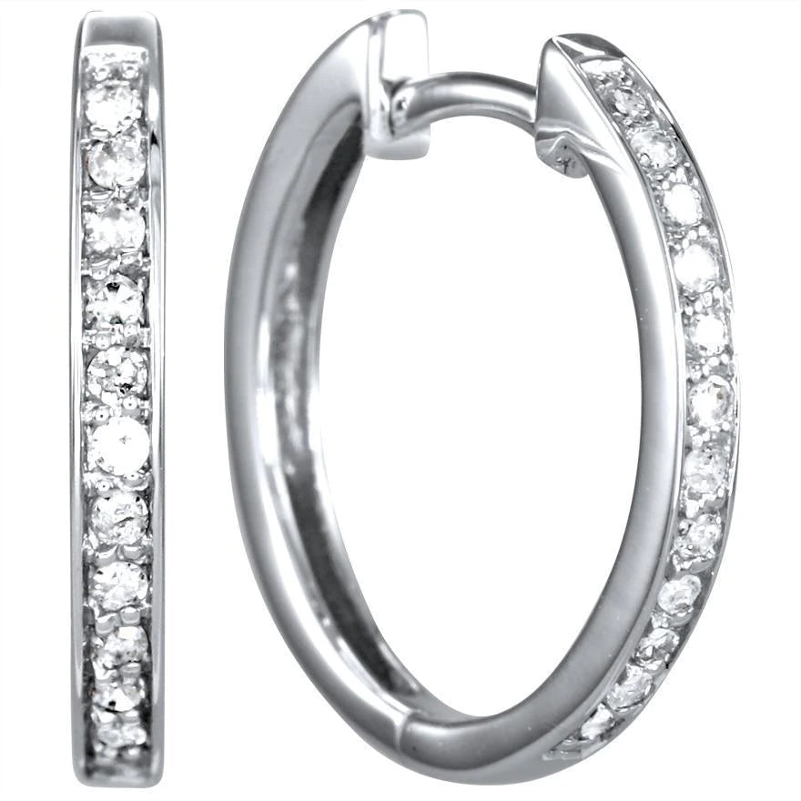 Hoop Earrings 14K White Gold Brilliant Cut Sparkling 2.60 Ct Real Diamonds
