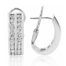 Hoop Earrings 4.30 Carats Round Brilliant Cut Real Diamonds White Gold 14K