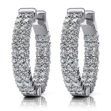 Hoop Earrings 8 Carats Round Cut Sparkling Genuine Diamonds 14K White Gold