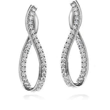 Hoop Earrings Gold White 14K 3.20 Carats Round Cut Real Diamonds Ladies