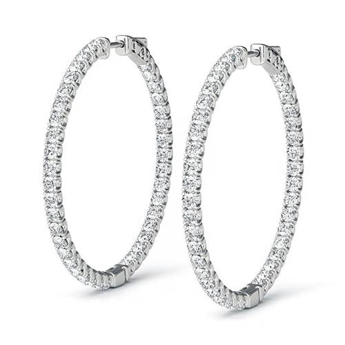 Hoop Earrings Ladies Sparkling Real Brilliant Cut 4.80 Ct Diamonds