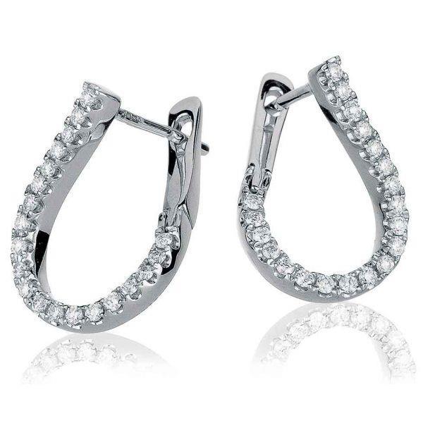 Hoop Earrings New 14K White Gold 4 Ct Real Brilliant Cut Diamonds Women