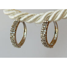 Hoop Earrings Round & Baguettes Real Diamond White Gold 14K 1.50 Carats