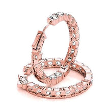 Hoop Earrings Round Real Diamonds 7.20 Carats Rose Gold