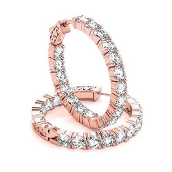 Hoop Earrings Round Real Diamonds 7.20 Carats Rose Gold