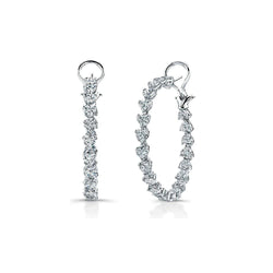 Hoop Earrings White Gold 14K 4.40 Carat Illusion Heart Shape Real Diamonds