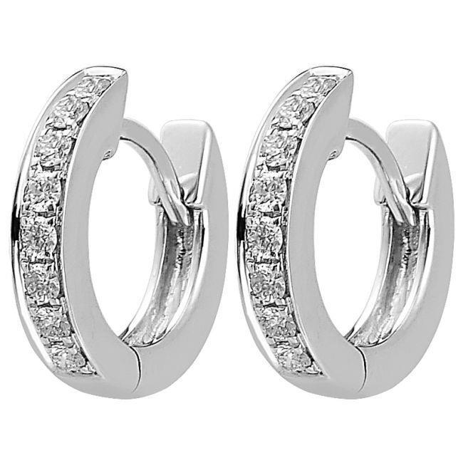 Hoop Earrings White Gold 14K Ave Set 2.40 Ct Round Cut Real Diamonds