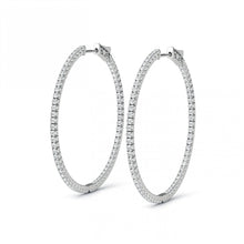 Hoop Earrings White Gold 14K F Vvs1 Round Cut 4 Carats Real Diamonds