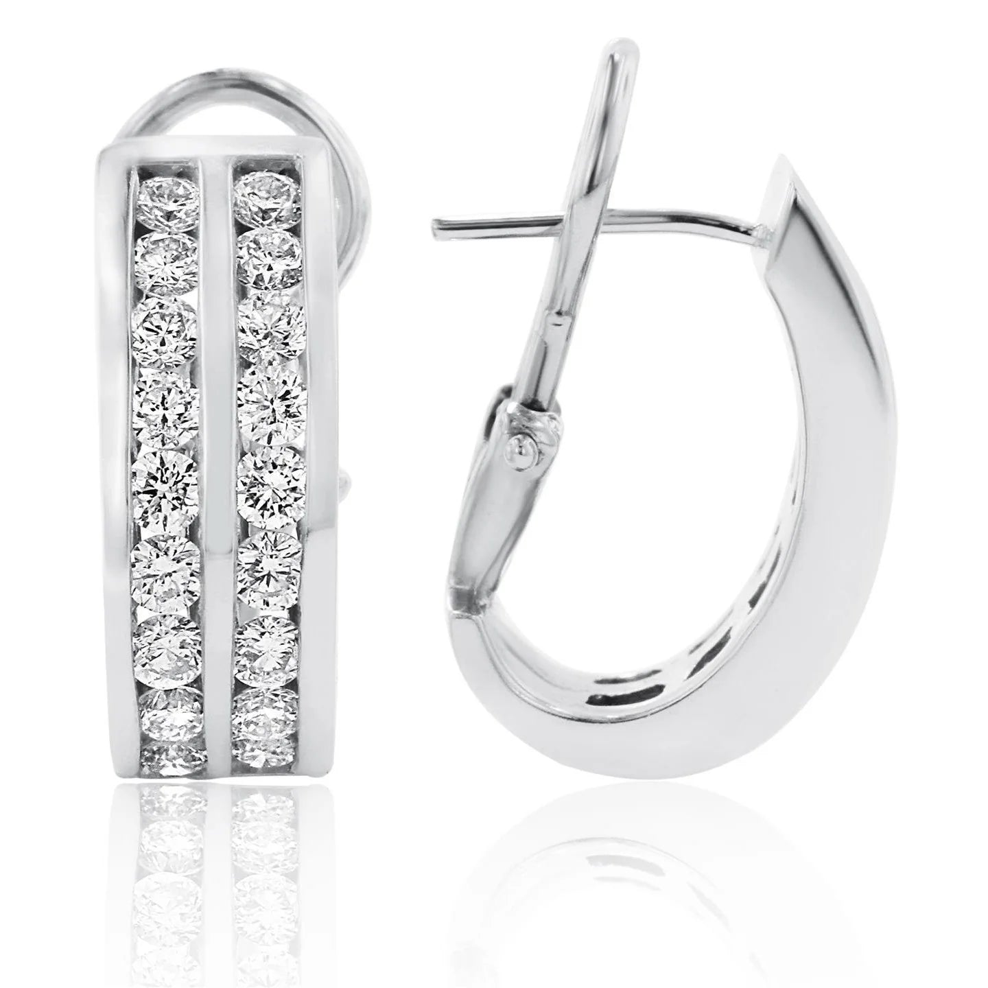 Hoop Earrings White Gold 14K Prong Set 4.50 Carats Real Diamonds Women