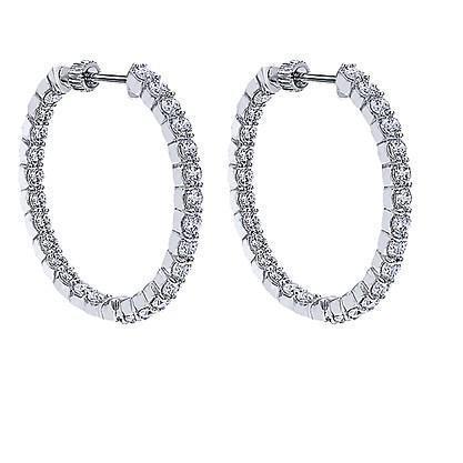 Hoop Earrings White Gold Gorgeous 5.70 Ct Brilliant Cut Genuine Diamonds Lady