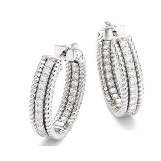 Hoop Earrings White Gold Round Cut Sparkling 4.30 Ct Natural Diamonds Ladies