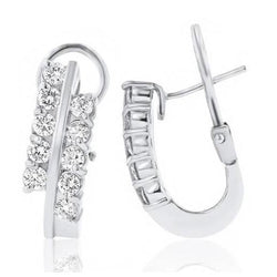 Hoop Earrings White Gold Sparkling Brilliant Cut 3 Ct Real Natural Earth Mined Diamonds Lady