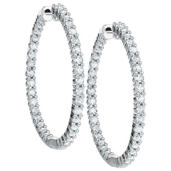 Hoop Earrings Women F Vvs1 5 Carats Genuine Diamonds 14K White Gold