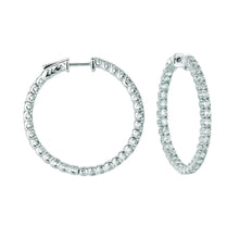 Hoop Earrings/Patented Snap Lock 4.50 Carats Real Damond 14K White