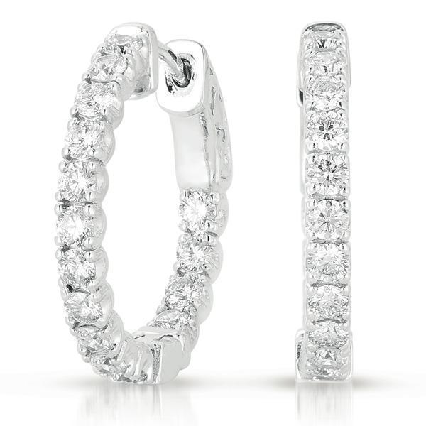 Hoop Ladies Earring White Gold 5.50 Carats Round Brilliant Real Diamond