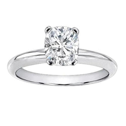 Huge 3 Ct. Cushion Real Diamond Solitaire Ring White Gold