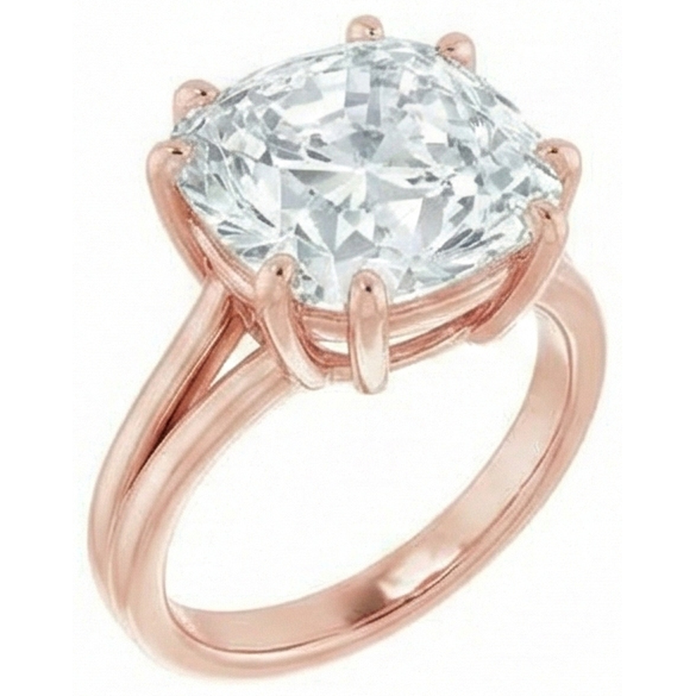 Huge 8 Carat Cushion Natural Earth Mined Diamond Ring