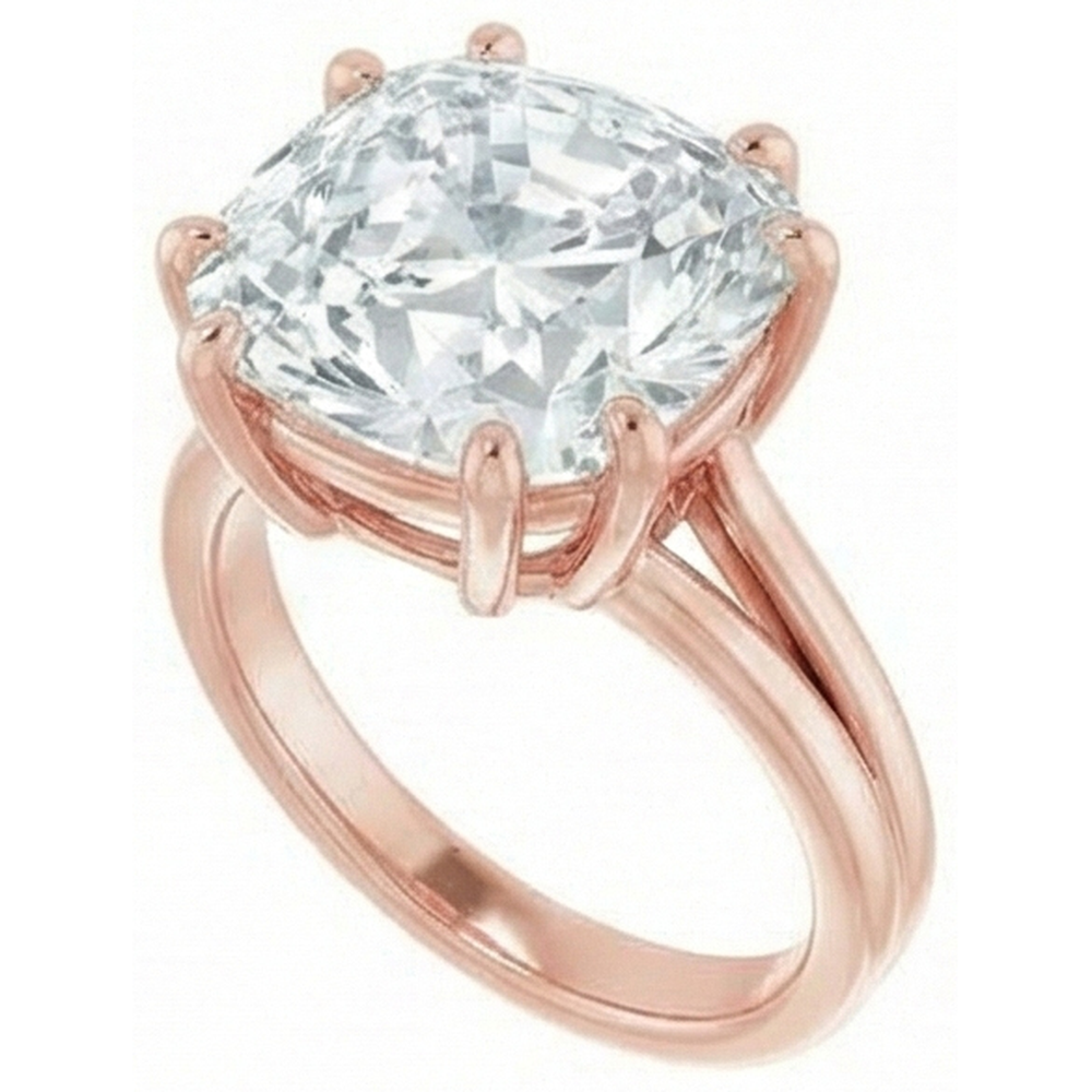 Huge 8 Carat Cushion Natural Earth Mined Diamond Ring