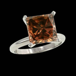 Huge Champagne Radiant Cut 3 Ct Genuine Diamond Gemstone Engagement Ring