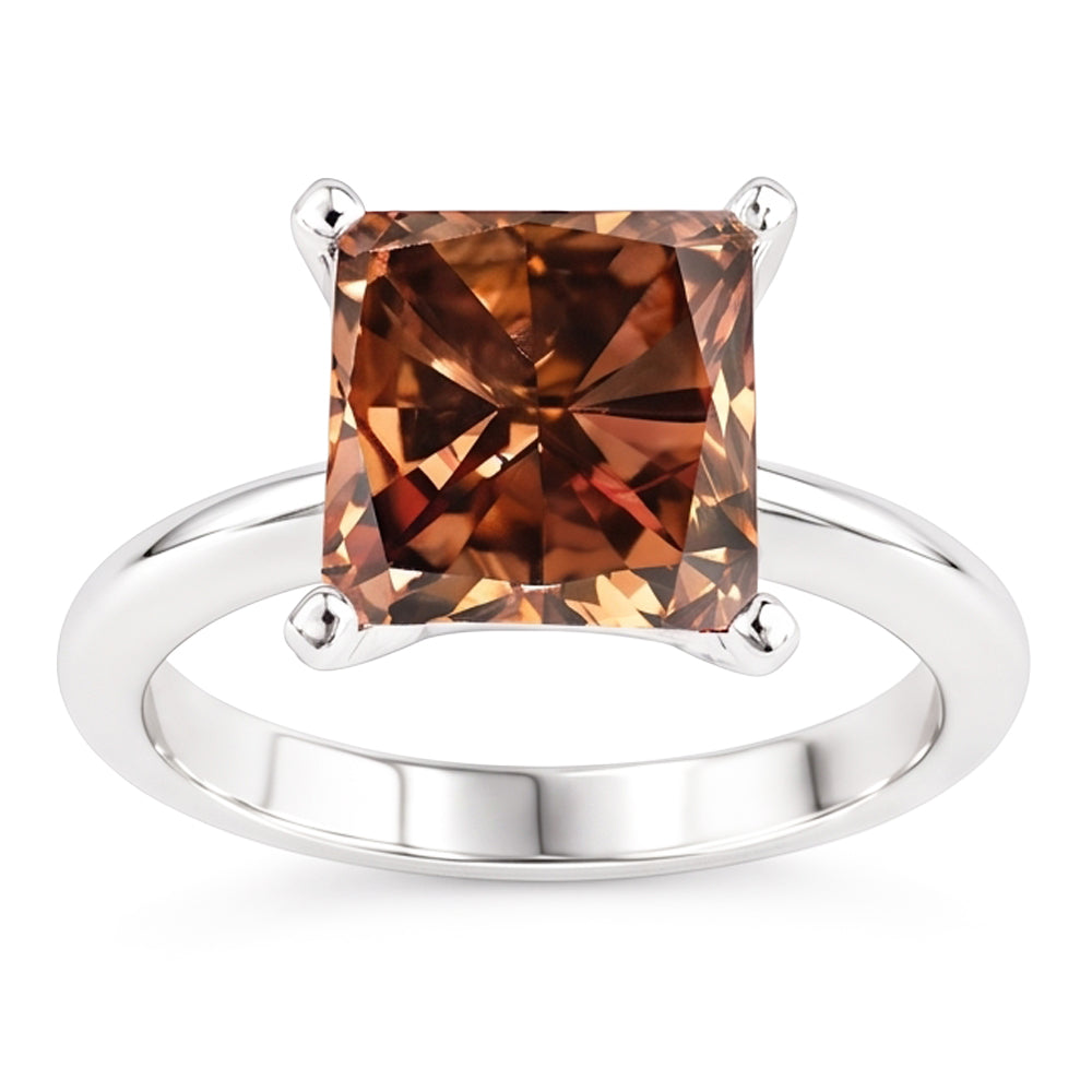 Huge Champagne Radiant Cut 3 Ct Genuine Natural Earth Mined Diamond Gemstone Engagement Ring