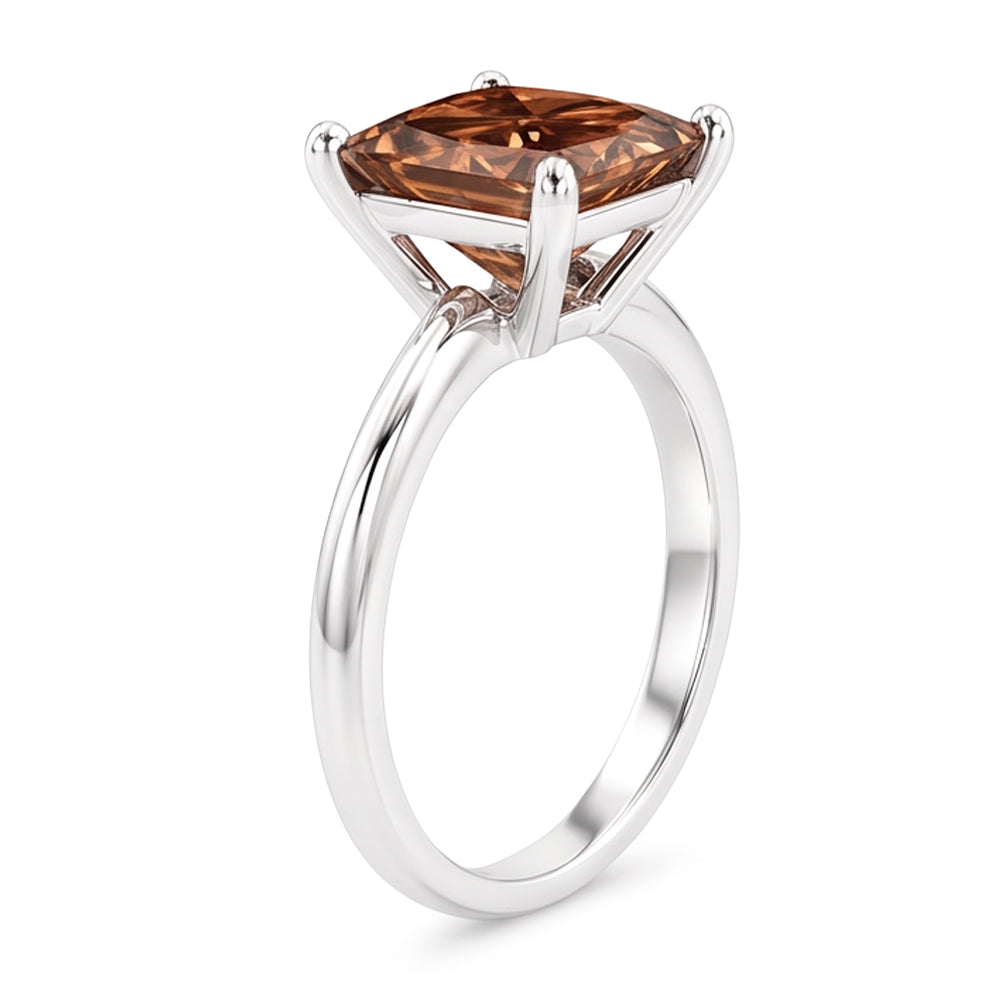 Huge Champagne Radiant Cut 3 Ct Genuine Natural Earth Mined Diamond Gemstone Engagement Ring