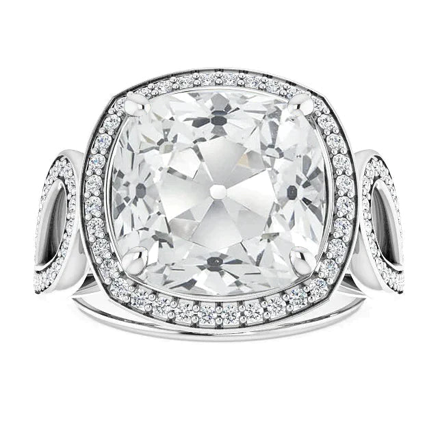 Huge Cushion Genuine Diamond 13 Carat Ring