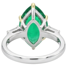 Real Colombian Emerald Precious Stone Ring 6 ct 14K Two Tone Gold – back view