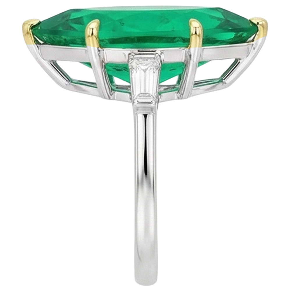 Real Colombian Emerald Precious Stone Ring – profile view