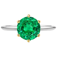 Precious Stone Ring Two-Tone 14K Gold with Emerald – profile view